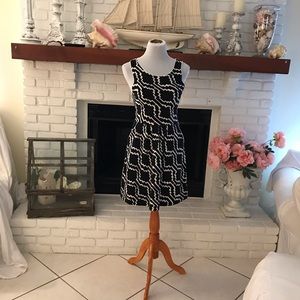 Anthropologie postmark postage stamp size 10 black and white dress.
